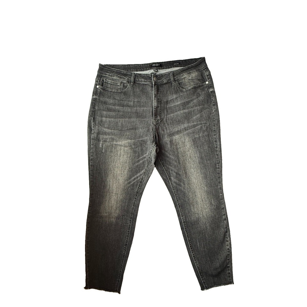 Judy Blue Skinny Fit Jeans Womens‎ 22W Faded Black Raw Hem High Rise Stretch